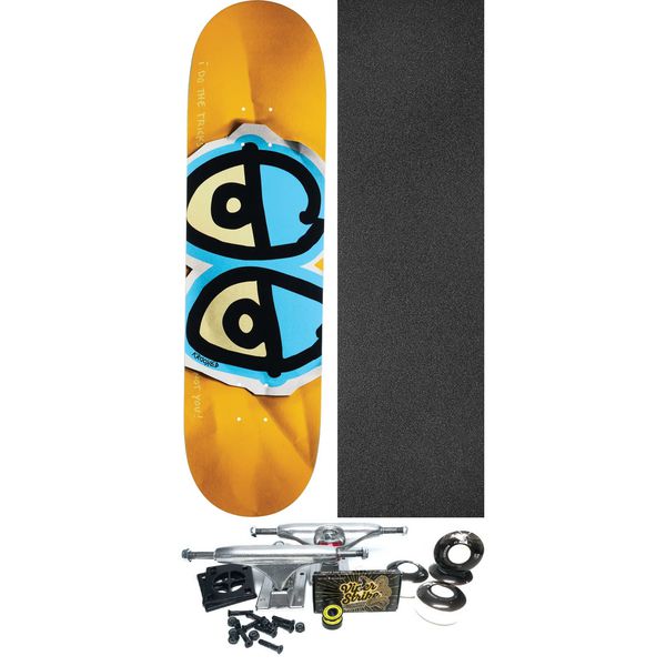 Krooked Skateboards Eyes DBX Gold Skateboard Deck - 8.38" x 31.8" - Complete Skateboard Bundle